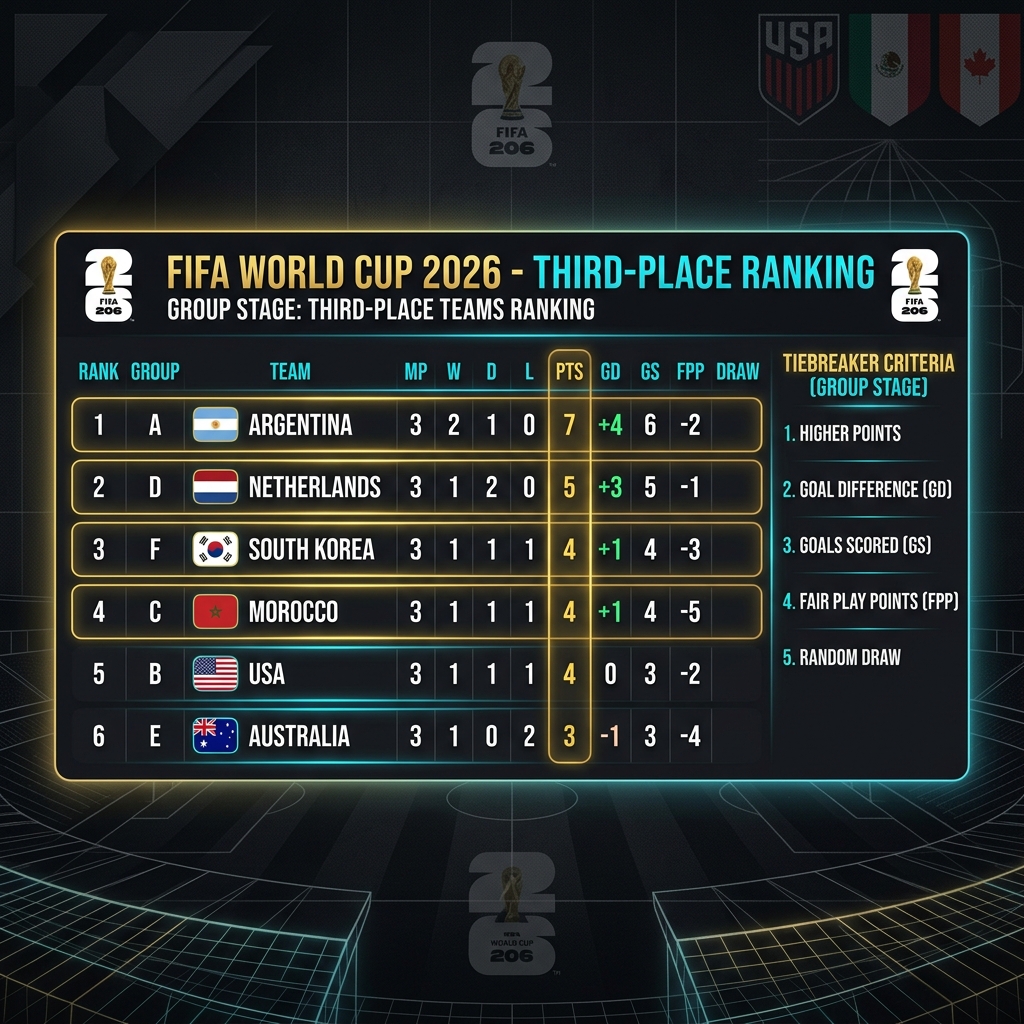 Criterios de desempate para mejores terceros Mundial 2026